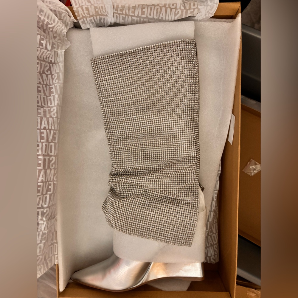 Steve Madden crystal rhinestone silver boots